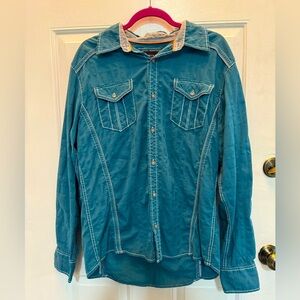 The Buckle BLACK Men’s Turquoise Western Style Button Down Shirt